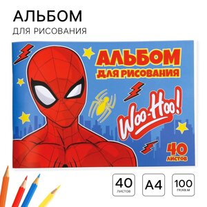 Альбом для рисования а4, 40 листов 100 г/м²на скрепке, человек-паук