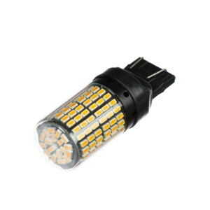 Автолампа светодиодная w21w 1156, 144 smd, 12 в, canbus, свет оранжевый