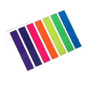 Блок-закладка с липким краем 8 мм х 45 мм, пластик, 7 цветов по 20 листов, флуоресцентные