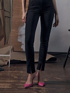 Брюки джинсовые Черные джинсы skinny с разрезами CON-524