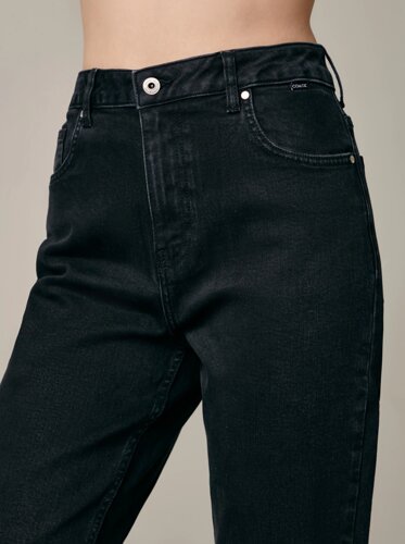 Брюки джинсовые Классические черные джинсы mom с высокой посадкой CON-608