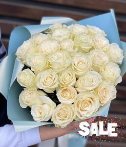 Букет белых роз эквадор 50см (крупный бутон)