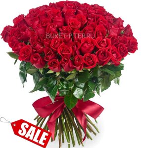 Букет из 101 Красной Кенийской розы 35-40см