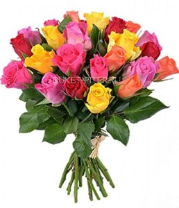 Букет из 25 Разноцветных Роз Кения