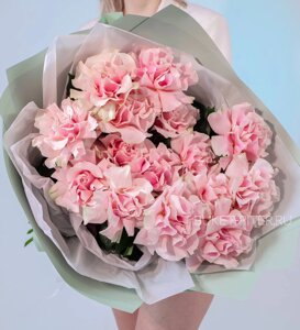 Букет из Розовых Французских Роз в Матовой упаковке