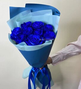 Букет Синих Роз в Синей упаковке LUX