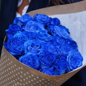 Букет Синих Роз в Упаковке LUX