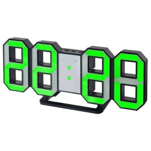 Часы настольные Perfeo PF-5198 черный корпус/зеленая подсветка