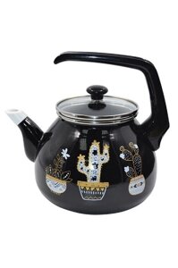 Чайник для плиты Interos Кактусы чёрные 3л (4015В)