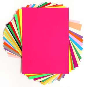 Цветной картон тонир, а4, 34 листа, 20 цветов (обычный, пастель, неон) 180 г/м