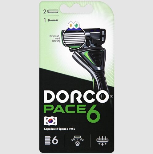 DORCO PACE6 (станок+2'S) система с 6лезвиями (Ю. Корея)