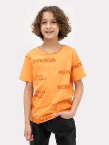 Футболка для мальчиков оранжевая с принтом