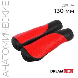 Грипсы dream bike, 130 мм, анатомические, цвет черный/красный