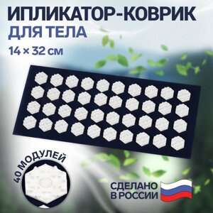 Ипликатор-коврик, основа спанбонд, 40 модулей, 14 32 см, цвет темно-синий/белый