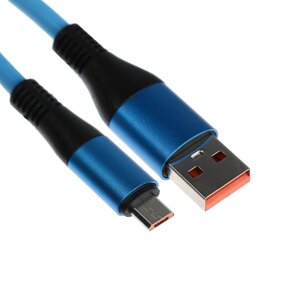 Кабель microusb - usb, 2.4 a, оплетка tpe, утолщенный, 1 метр, синий