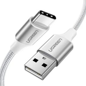 Кабель UGREEN USB-A 2.0 to USB-C Cable Nickel Plating Aluminum Braid 0.25m US288 White (60129)