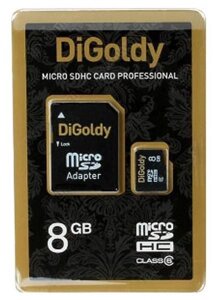 Карта памяти Digoldy microSDHC 8GB Class10 (адаптер SD)