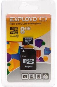 Карта памяти Exployd MicroSDHC 8GB Class10 (адаптер SD)