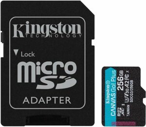 Карта памяти Kingston Canvas Go! Plus microSDXC UHS-I U3 256ГБ Class 10 (SDCG3/256GB) +переходник SD