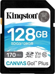 Карта памяти kingston canvas go plus SDXC 128gb UHS-I U3 V30 (SDG3/128GB)
