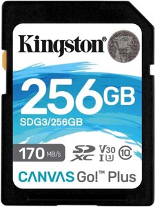 Карта памяти kingston canvas go plus SDXC 256gb UHS-I U3 V30 (SDG3/256GB)