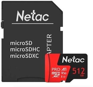 Карта памяти Netac Extreme Pro P500 microSDXC 512Gb (NT02P500PRO-512G-R) + adapter