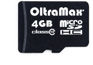 Карта памяти Oltramax MicroSDHC 4GB Class10 (адаптер SD)