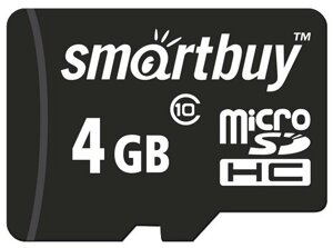 Карта памяти Smartbuy MicroSDHC 4GB Class10 + адаптер