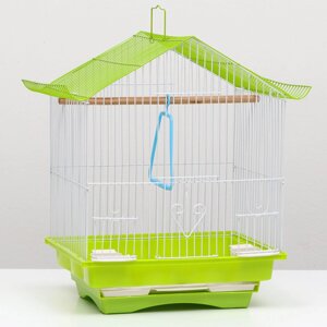 Клетка для птиц укомплектованная, 30 х 23 х 39 см, зеленая