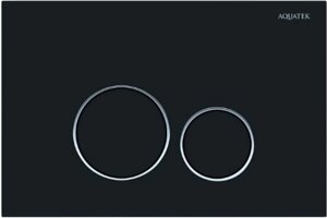 Кнопка смыва AQUATEK 005D Черная матовая ободок хром (клавиши круглые) (KDI-0000020)