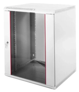 Коммутационный шкаф ЦМО ШРН-Э-15.650 настенный, стеклянная передняя дверь, 15U, 600x746x650мм
