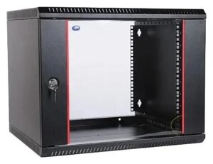 Коммутационный шкаф ЦМО ШРН-Э-6.650-9005 настенный, стеклянная передняя дверь, 6U, 600x650мм
