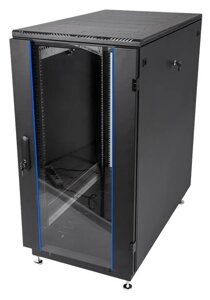 Коммутационный шкаф ЦМО ШТК-М-27.6.8-1ААА-9005 напольный, стеклянная передняя дверь, 27U, 600x820мм