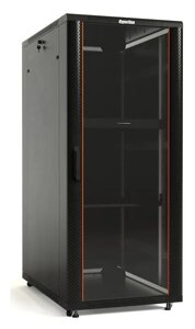 Коммутационный шкаф Hyperline TTB-4266-AS-RAL9004 напольный, передняя стеклянная дверь, задняя дверь сплошная стальная, 42U, 600x600мм