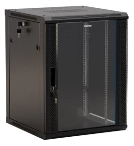 Коммутационный шкаф Hyperline TWB-0945-GP-RAL9004 настенный, стеклянная передняя дверь, 9U, 600x450мм