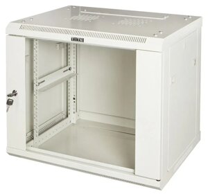 Коммутационный шкаф LanMaster TWT-CBWPG-6U-6X6-GY настенный, стеклянная передняя дверь, 6U, 600x368x600мм