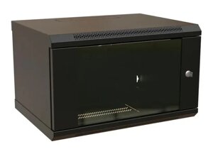 Коммутационный шкаф WRLINE WR-TW-0945-GP-RAL9004 настенный, стеклянная передняя дверь, 9U, 600x500x450мм