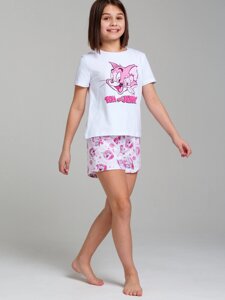 Комплект трикотажный фуфайка футболка шорты пижама пояс
