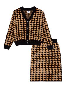 Комплект трикотажный кардиган юбка школьный костюм вязаного школьницы кофта