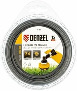 Корд для косы Denzel Леска двухкомпонентная для триммера, круглая 2,4мм х 15м, EXTRA CORD (96180)