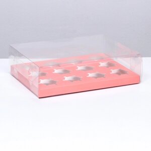 Коробка для 12 капкейков, розовый 34.7 26.3 10 см