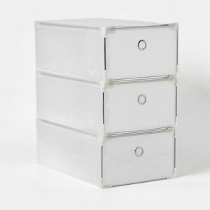 Коробка для хранения обуви выдвижная доляна large size, 2133,512 см, 3 шт, цвет белый