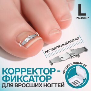 Корректор-фиксатор для вросшего ногтя, размер l, в пластиковом футляре, цвет серебристый