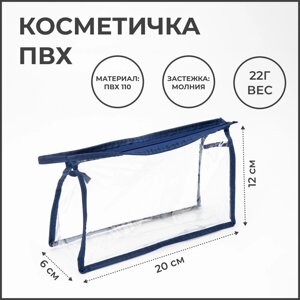 Косметичка на молнии, цвет синий/прозрачный