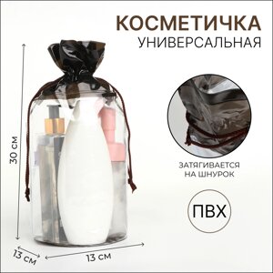 Косметичка на шнуре, цвет прозрачный/черный