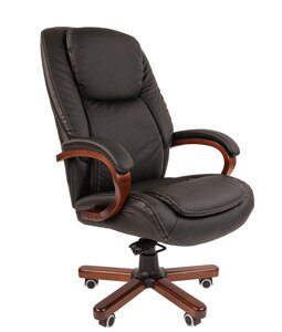 Кресло Chairman 408 нат. кожа/экокожа черная