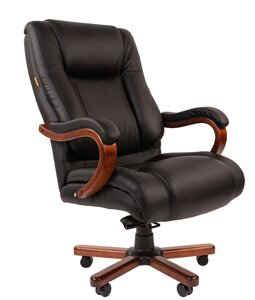 Кресло Chairman 503 нат. кожа/экокожа черная