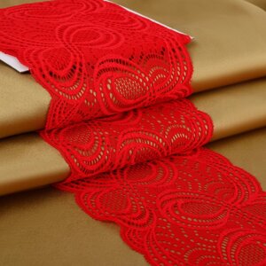 Кружевная эластичная ткань, 180 мм 2,7 0,5 м, цвет красный