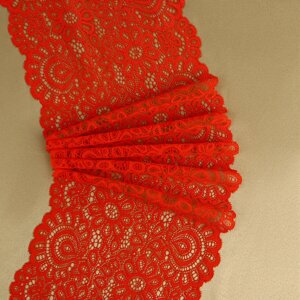 Кружевная эластичная ткань, 190 мм 2,7 0,5 м, цвет красный