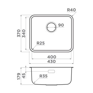 Кухонная мойка Omoikiri Omi 43-U/I-GB Ultra Mini нерж. сталь/графит